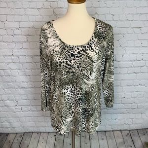 Chico’s Easywear Animal Print Top Size L